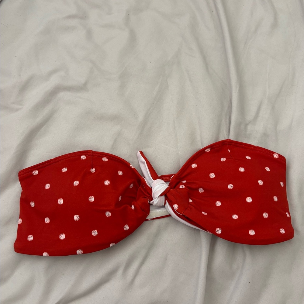 Cotton On Body Red and White Polka Dot Bandeau Bikini Top